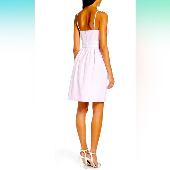 Lilly Pulitzer Capri Coral Seersucker A-Line Katlynn Dress Pink/White New - Picture 6 of 7
